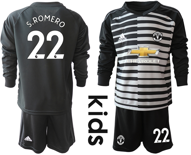 Youth 2020-2021 club Manchester United black long sleeved Goalkeeper #22 Soccer Jerseys2